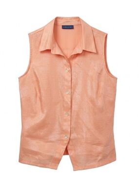 KAREN SCOTT Sleeveless Button-Up Shirt, Women’s Size M, Orange